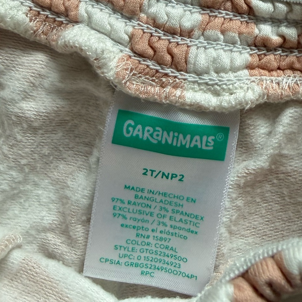 Garanimals|Baby girl,toddler Soft Peach coral checkered summer set,tee & shorts• - Picture 6 of 6